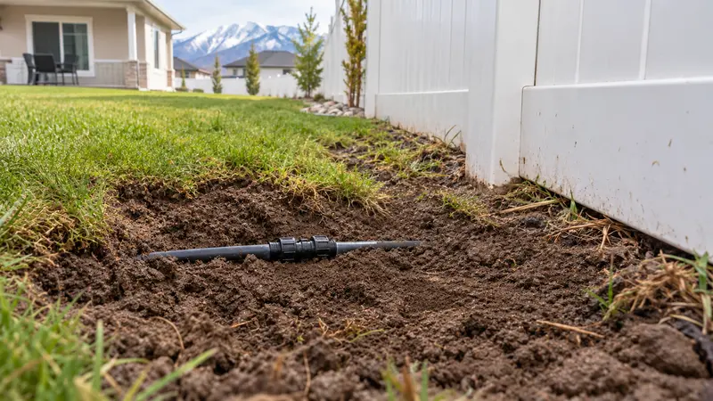Dry repaired irrigation lateral in the same Salem yard