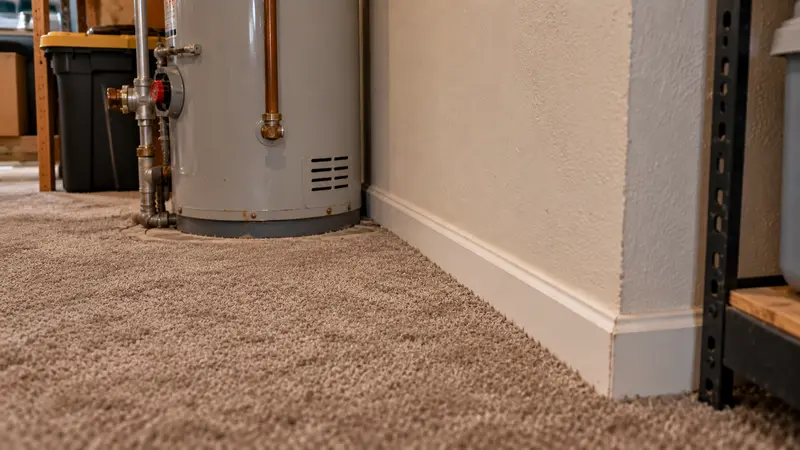Dry basement corner after the leak source was repaired