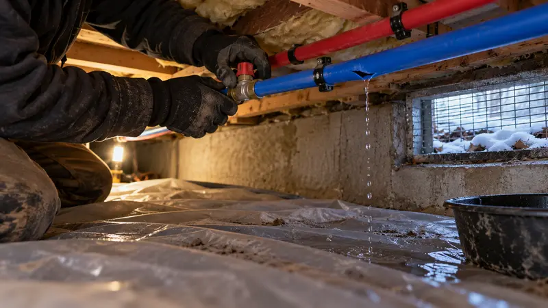 Split crawlspace PEX line before a second frozen pipe repair