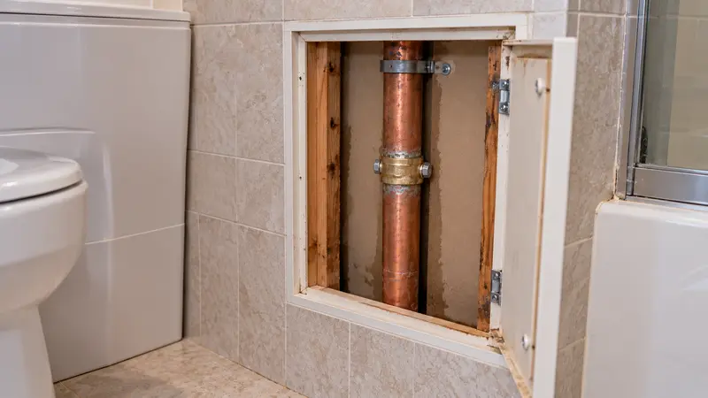 New copper riser section after the second pinhole repair