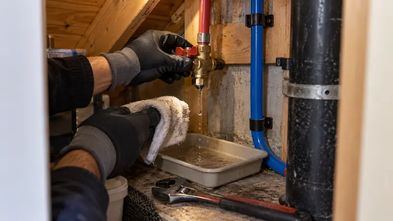 Leaking utility closet shutoff before a second repair