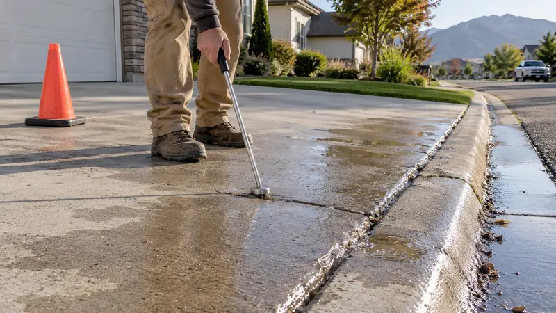 Driveway-edge seepage before a second main line inspection