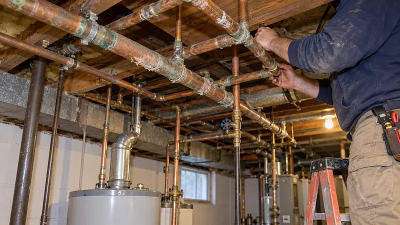 Corroded patched copper before whole-home repiping